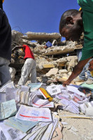 KOTELAM's Magoire Ambrose branch office in Port-au-Prince suffered severe damage. Staff members have set up a special office to aid members who have lost their records and identification.