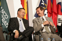 Regulators Brandon Khoo of Australia and Andy Poprawa of Canada share a nice exchange during Wednesday's Closing Session.