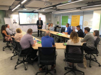 WYCUP members gather to learn about the Sicredi Youth Committee model from Sicredi Board Chair and WOCCU Board Director Manfred Alfonso Dasenbrock.