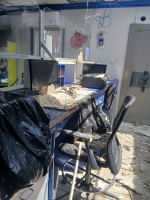 A credit union office in Jamaica damaged by Hurricane Melissa