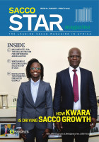 Cover of January 2023 SACCO Star featuring Cynthia Wandia, Kwara Co-Founder and CEO, and George Ototo, Group Managing Director of KUSCCO and a WOCCU Board Director