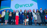 Elissa McCarter LaBorde (far left) and Sara Maharajh (fifth from rightt) with other 2020/21 WYCUP Scholars at the 2022 World Credit Union Conference 